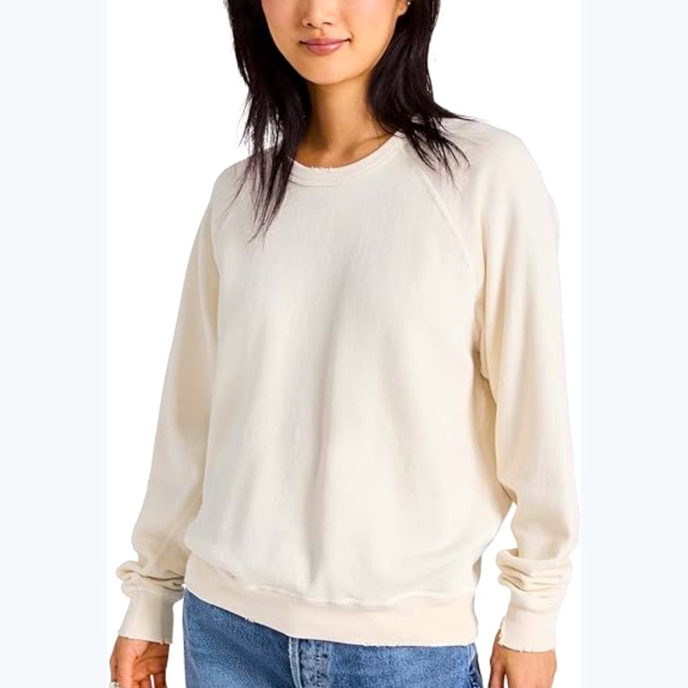 MELROSE & MARKET Cream & Beige Colorblock Sweatshirt Color Block Top Comfy Shirt
